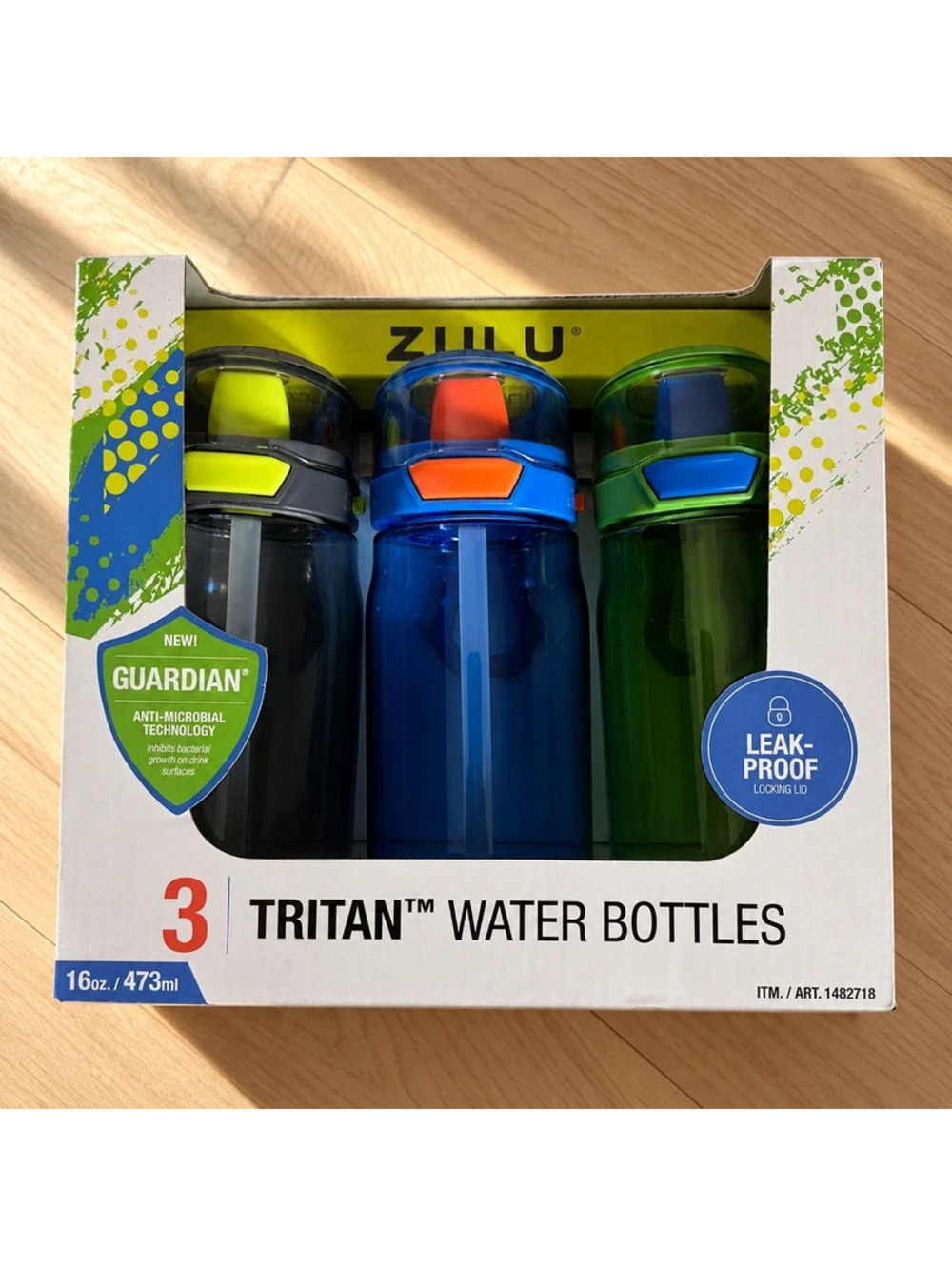 ZULU Flex 16oz Tritan Water Bottles 3 Pack New Leakproof Kids Bottles
